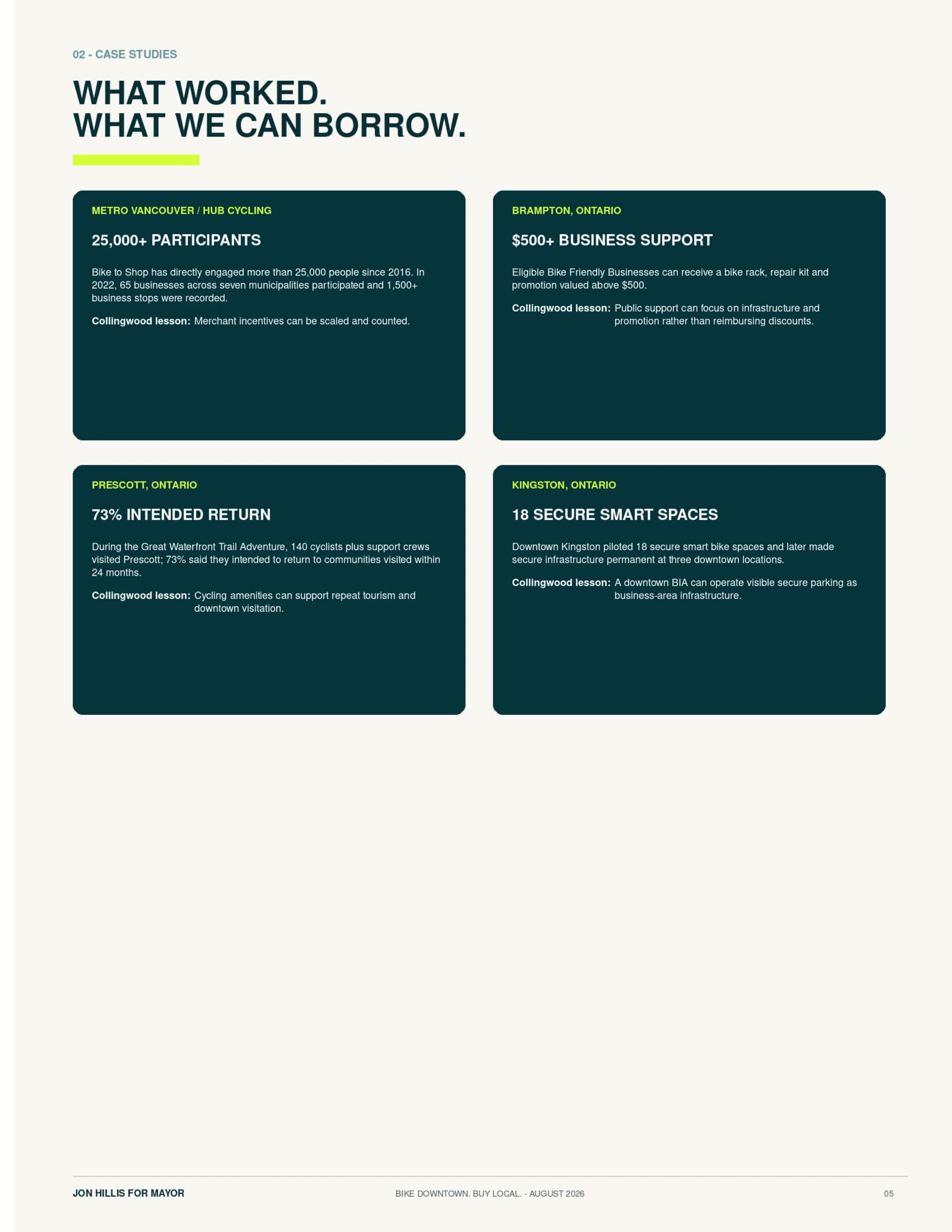 Case studies — page 5 of 15 of the Bike Downtown, Buy Local report