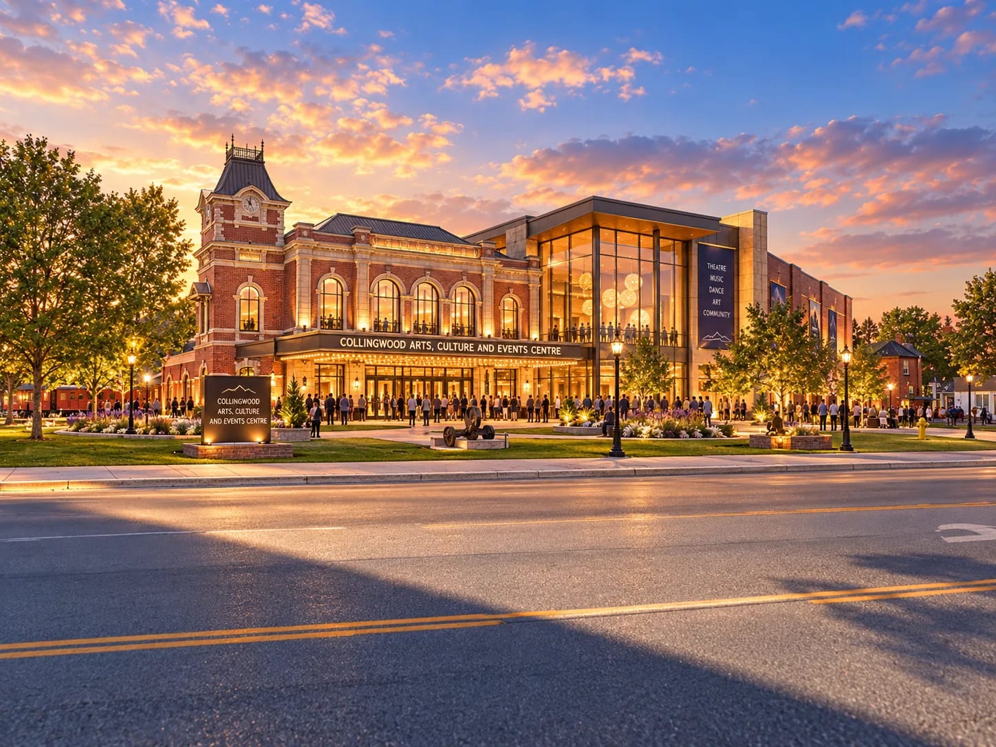 The heritage brick tower kept and built onto rather than replaced, at sunset. One of four sites the Vision puts up for the same test — it says the goal is not to pre-select a winner.