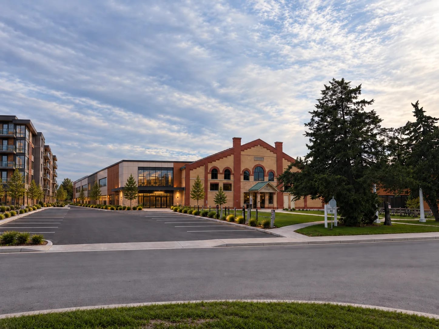 The Collingwood Curling Club kept as it is, with a four-sheet expansion drawn alongside it — ten sheets in total — and new housing on the lands beside. The Vision says the exact number of sheets would come from a needs and operating analysis rather than from the rendering, and that the expansion is a campaign concept, not an approved Town project.