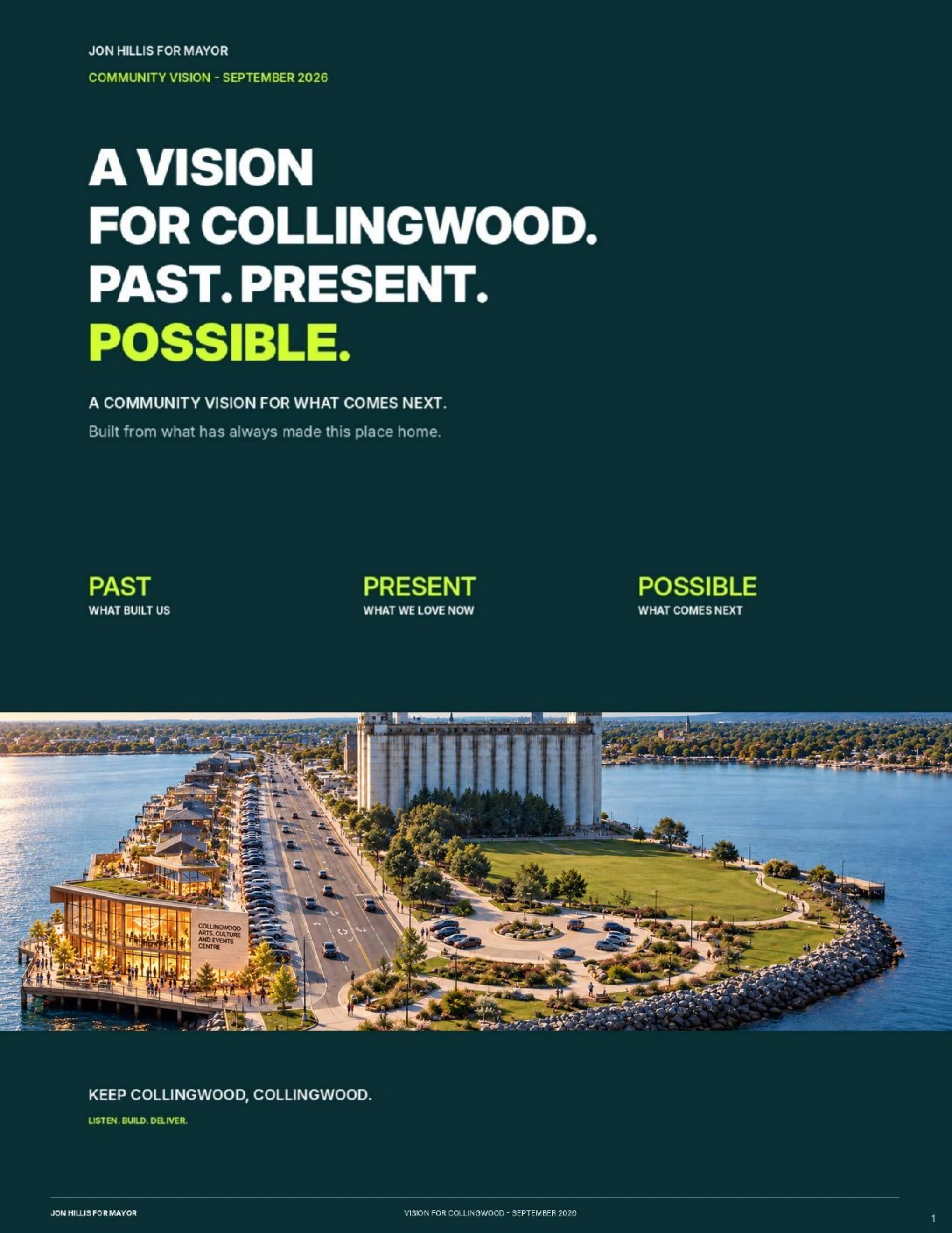 Start here — page 1 of 62 of the Vision for Collingwood