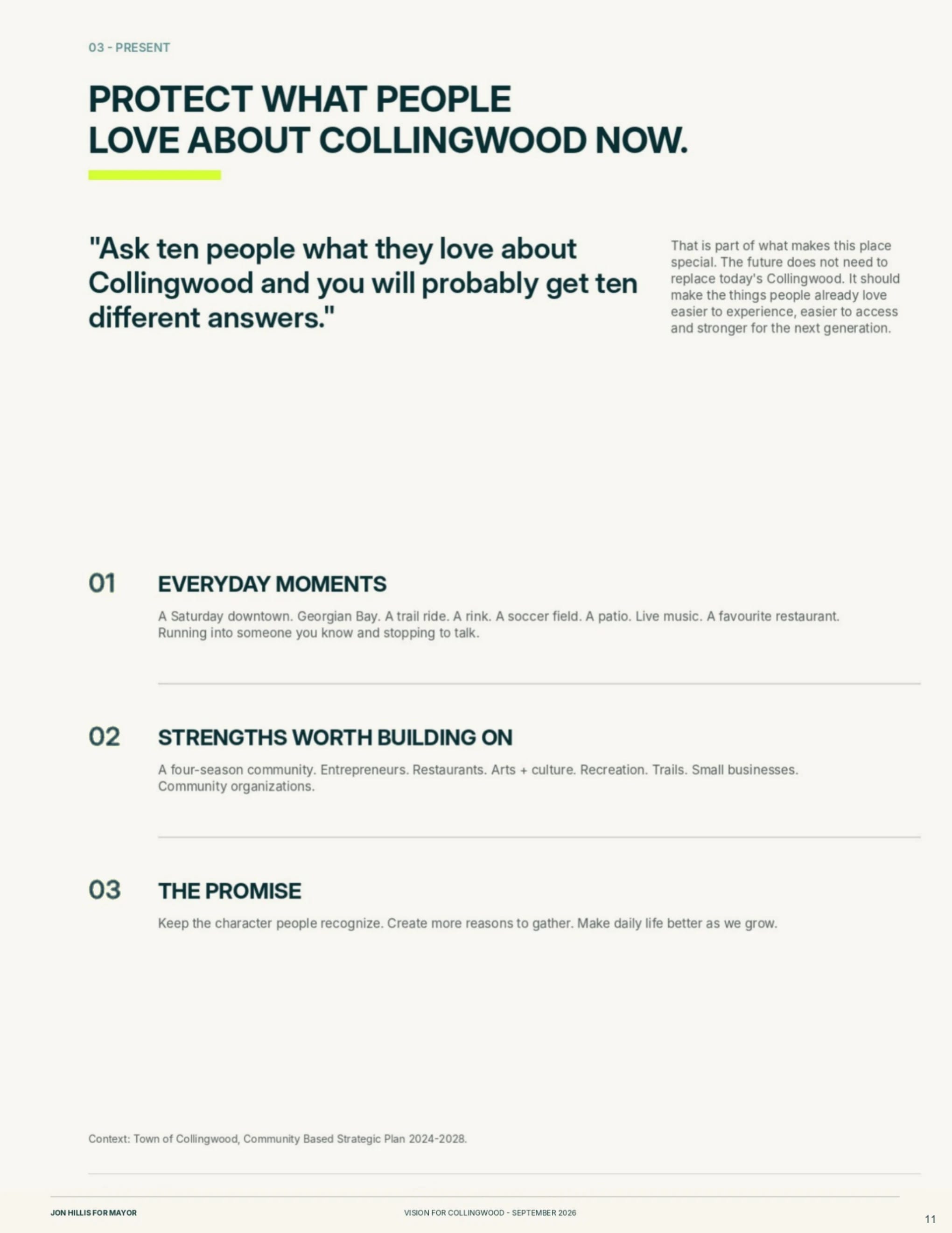 Past. Present. Possible. — page 11 of 62 of the Vision for Collingwood