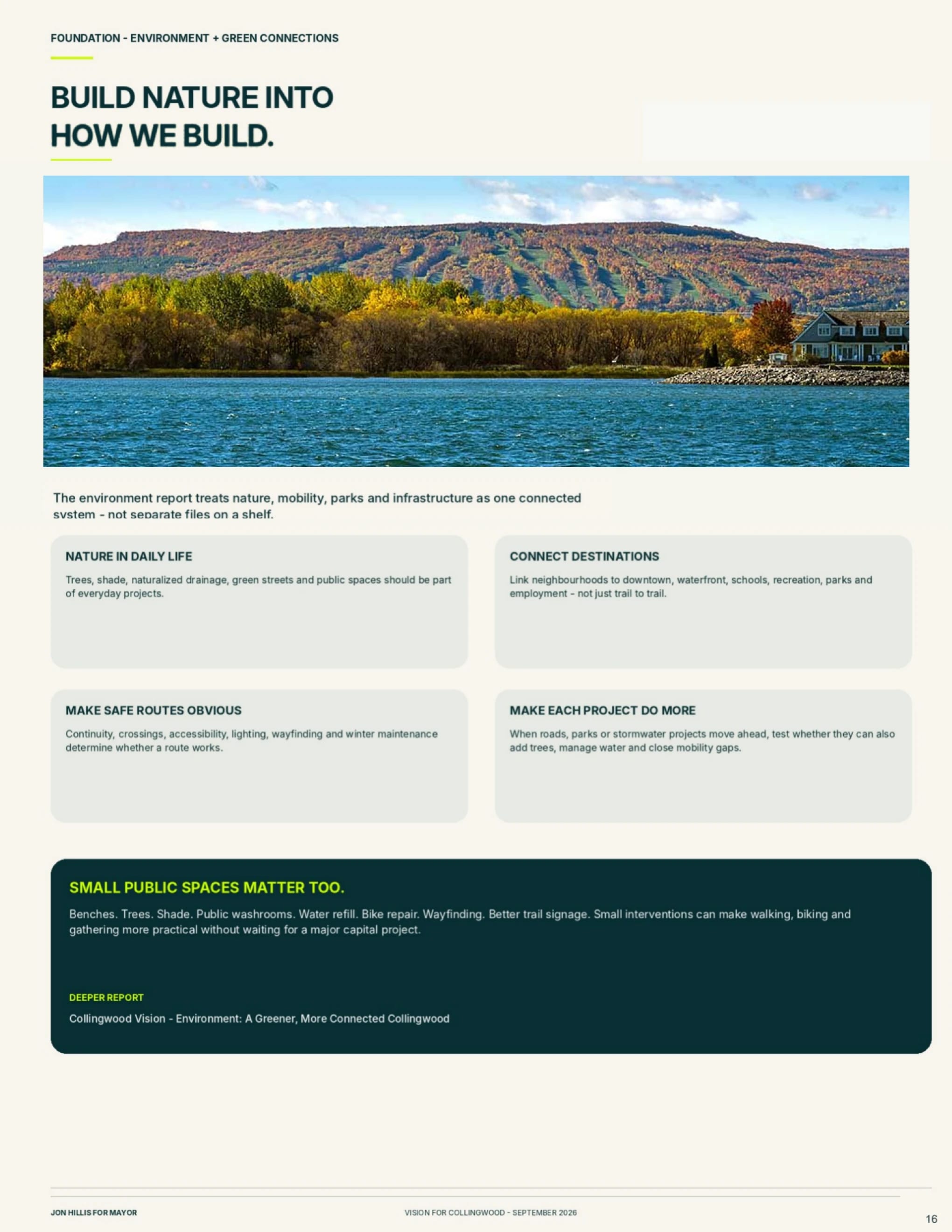 Environment + green connections — page 16 of 62 of the Vision for Collingwood