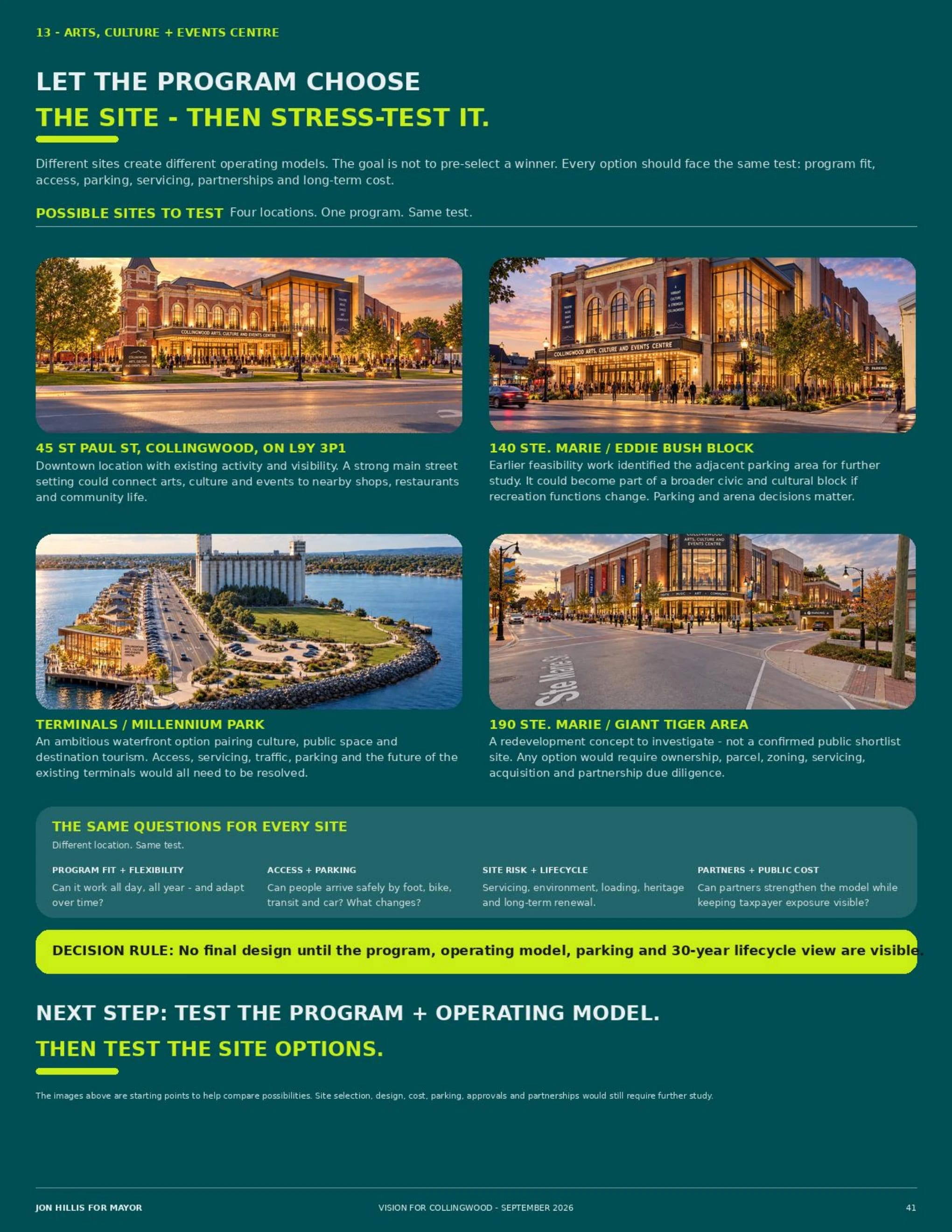 Arts, culture + events centre — page 41 of 62 of the Vision for Collingwood