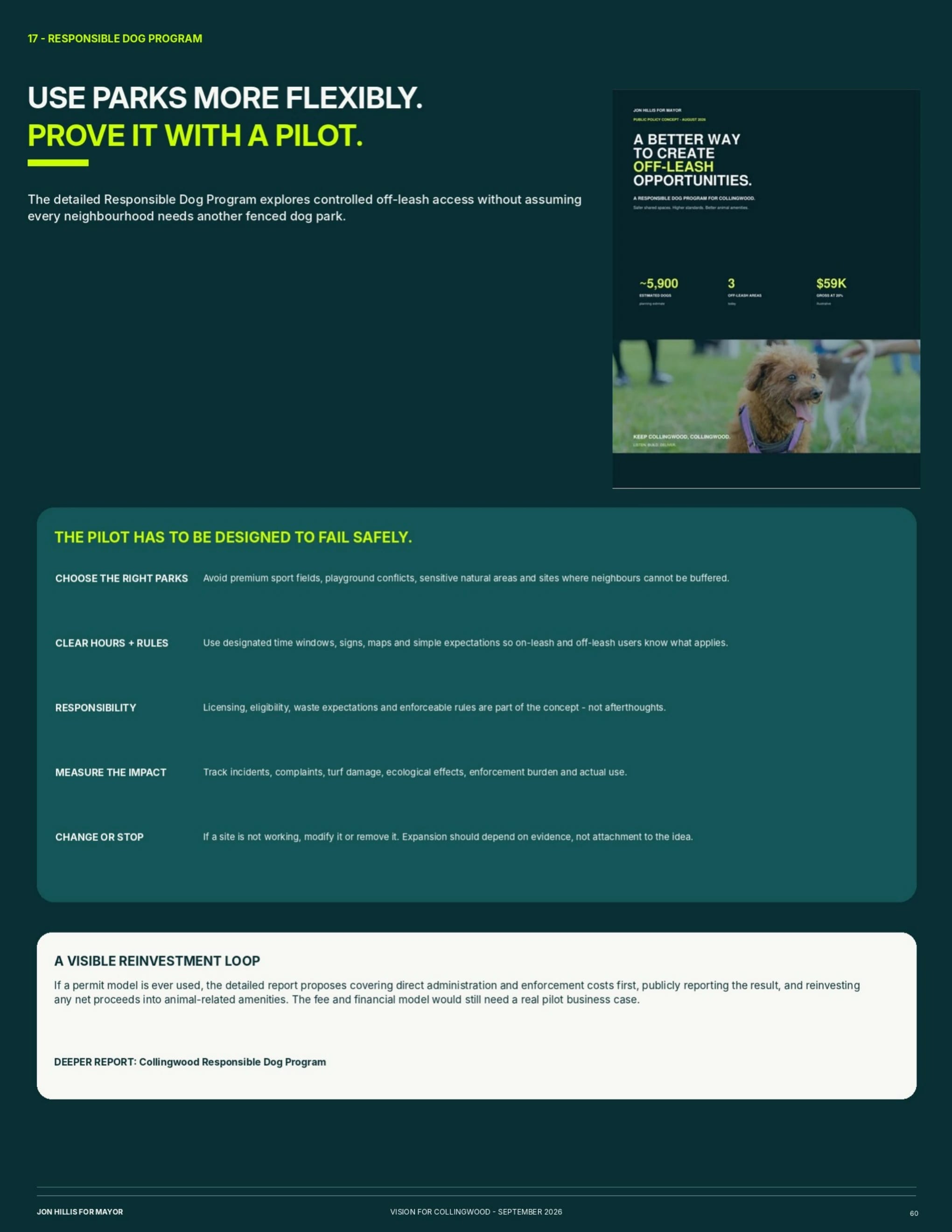 Responsible dog program — page 60 of 62 of the Vision for Collingwood