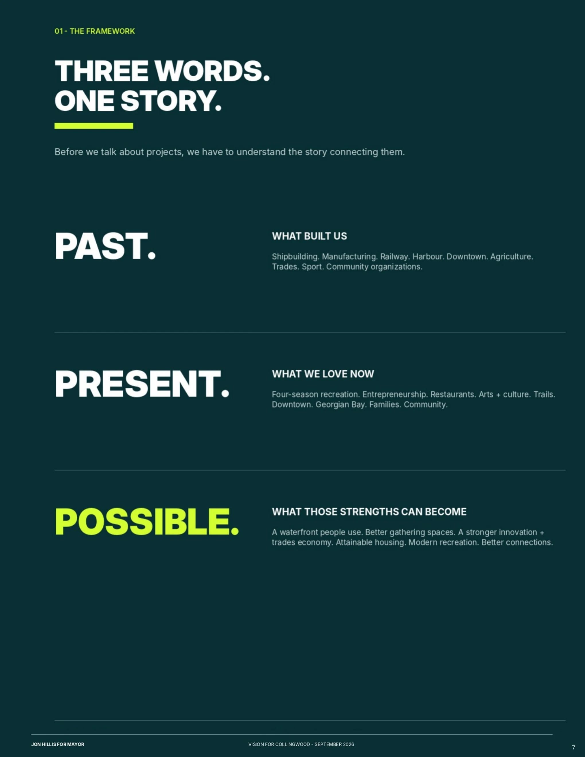 Past. Present. Possible. — page 7 of 62 of the Vision for Collingwood